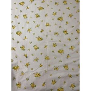 Vtg Twin Sheet Yellow Sweetheart Rose Pequot Percale Flaws Craft Cutting Flat